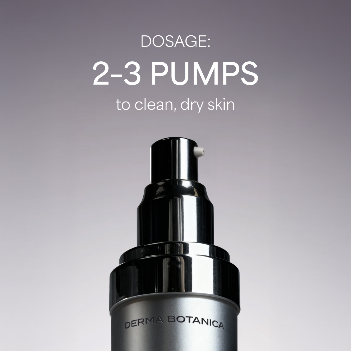 Derma Botanica Overnight Retinol Serum dosage and usage instructions on a gray background.